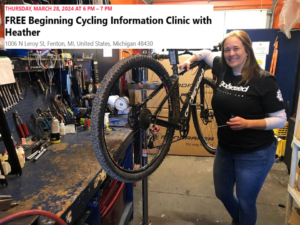 Read more about the article FREE Beginning Cycling Information Clinic with Heather